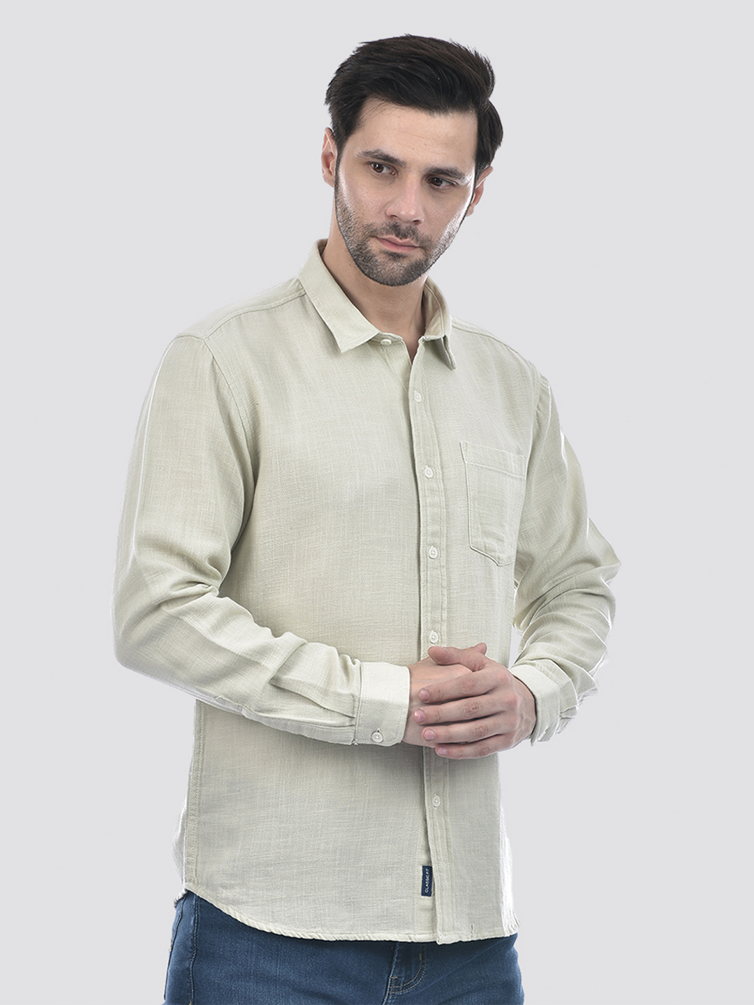 Numero Uno Men Solid Light Green Shirt